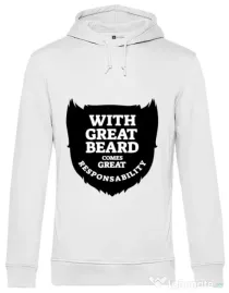 Hoodie barbat cu gluga The great beard Alb