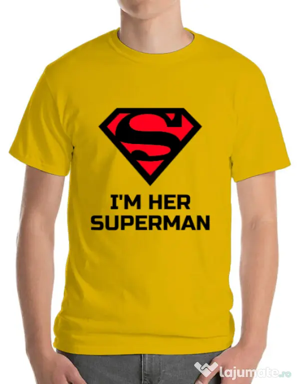 Tricou ADLER barbat I'm her Superman Galben