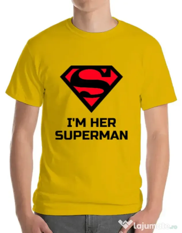 Tricou ADLER barbat I'm her Superman Galben