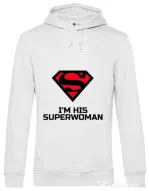 Hoodie barbat cu gluga I'm his superwoman Alb