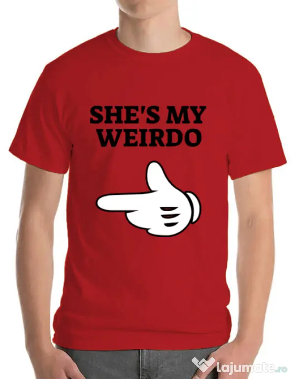 Tricou ADLER barbat She's my weirdo Rosu