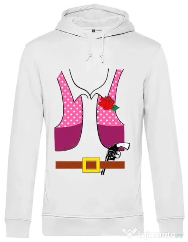 Hoodie barbat cu gluga Cowboy suit 2 Alb