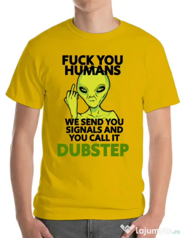 Tricou ADLER barbat Dubstep alien Galben