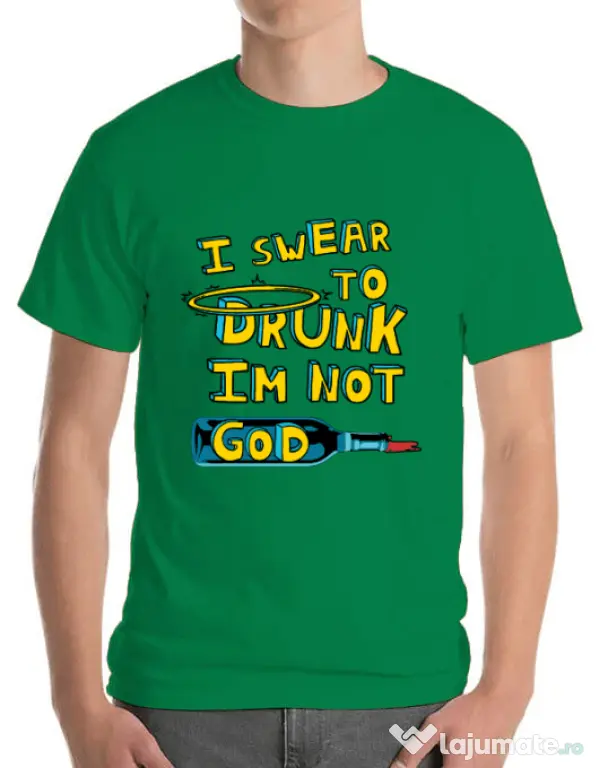 Tricou ADLER barbat I swear to drunk Verde mediu