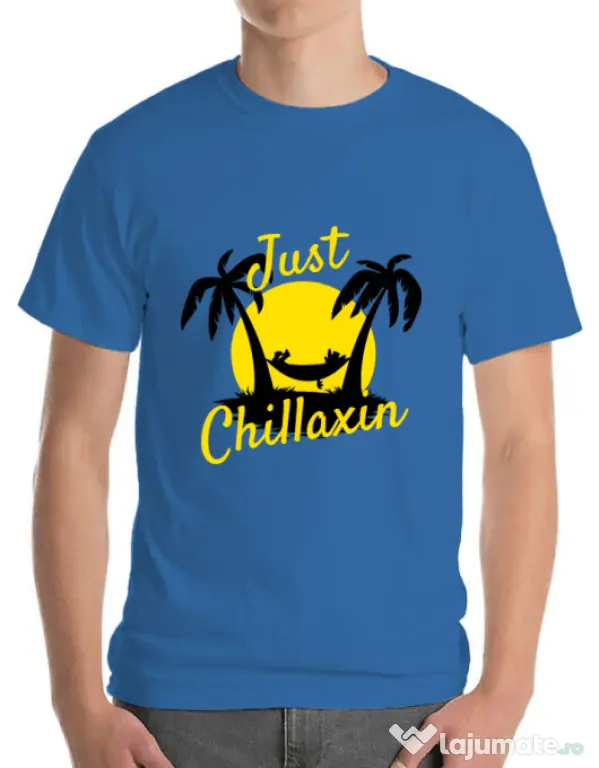 Tricou ADLER barbat Just chillaxin Albastru azuriu