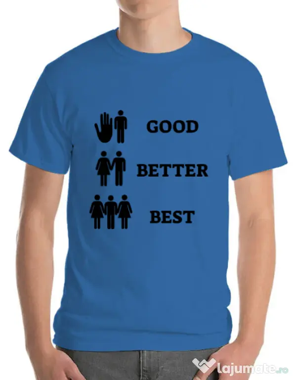 Tricou ADLER barbat Good better best Albastru azuriu