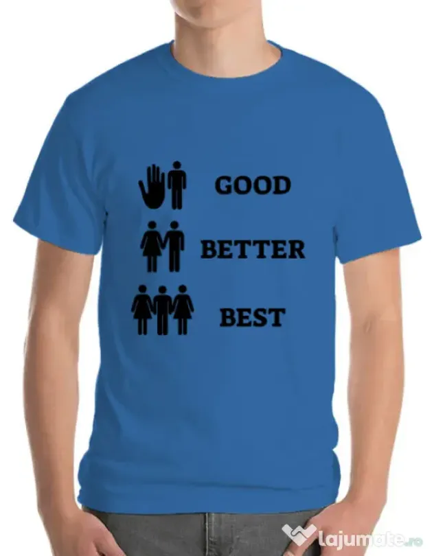 Tricou ADLER barbat Good better best Albastru azuriu