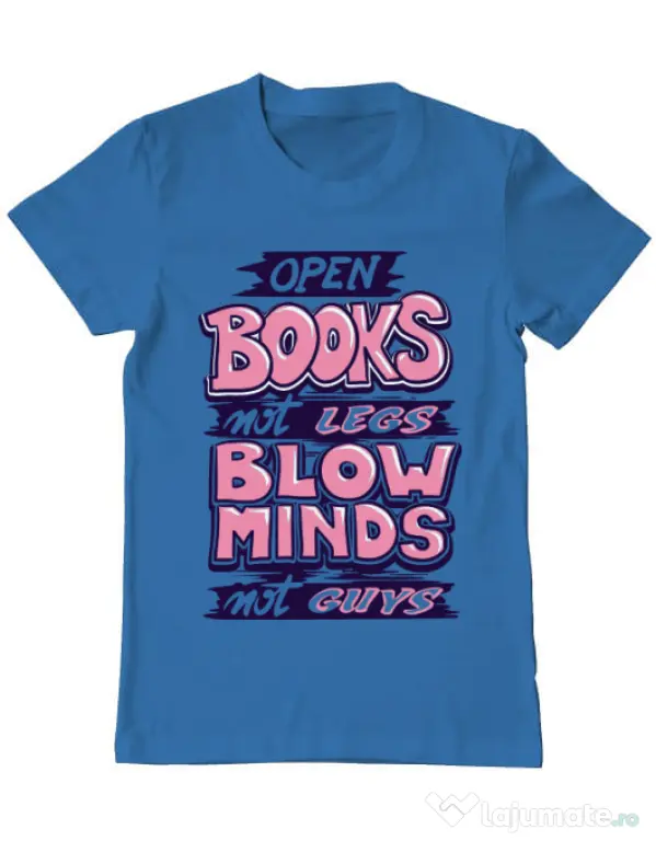 Tricou ADLER barbat Open books Albastru azuriu
