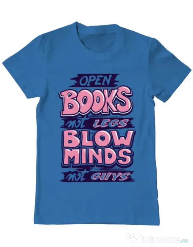 Tricou ADLER barbat Open books Albastru azuriu