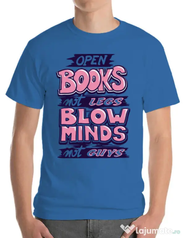 Tricou ADLER barbat Open books Albastru azuriu