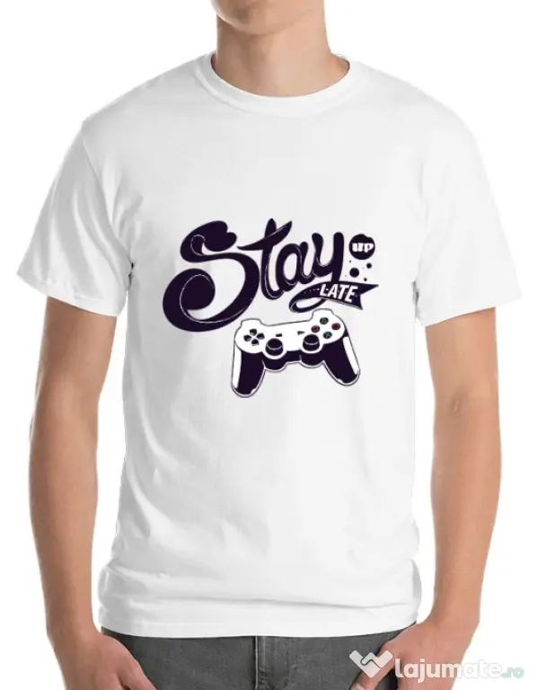 Tricou ADLER barbat Stay up late Alb