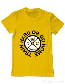 Tricou ADLER barbat Train hard or go home Galben