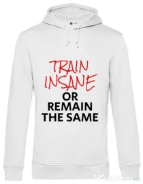 Hoodie barbat cu gluga Train insane Alb