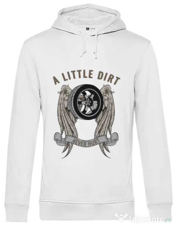 Hoodie barbat cu gluga A little dirt Alb