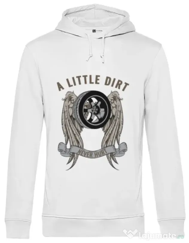 Hoodie barbat cu gluga A little dirt Alb