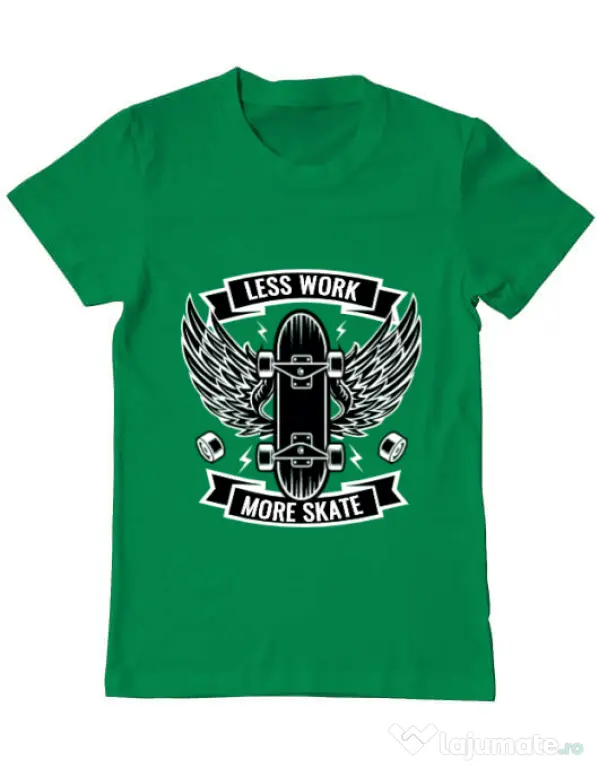 Tricou ADLER barbat Less work more skate Verde mediu
