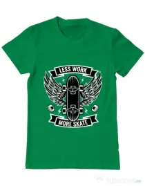 Tricou ADLER barbat Less work more skate Verde mediu