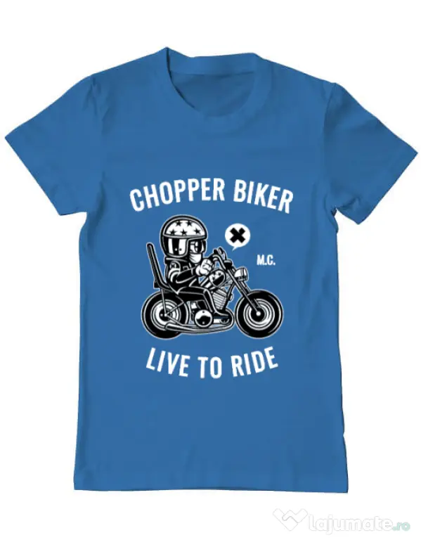 Tricou ADLER barbat Chopper biker Albastru azuriu
