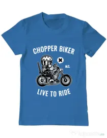 Tricou ADLER barbat Chopper biker Albastru azuriu