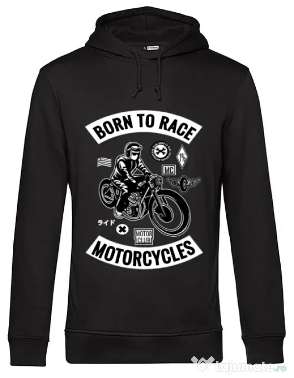 Hoodie barbat cu gluga Born to race Negru