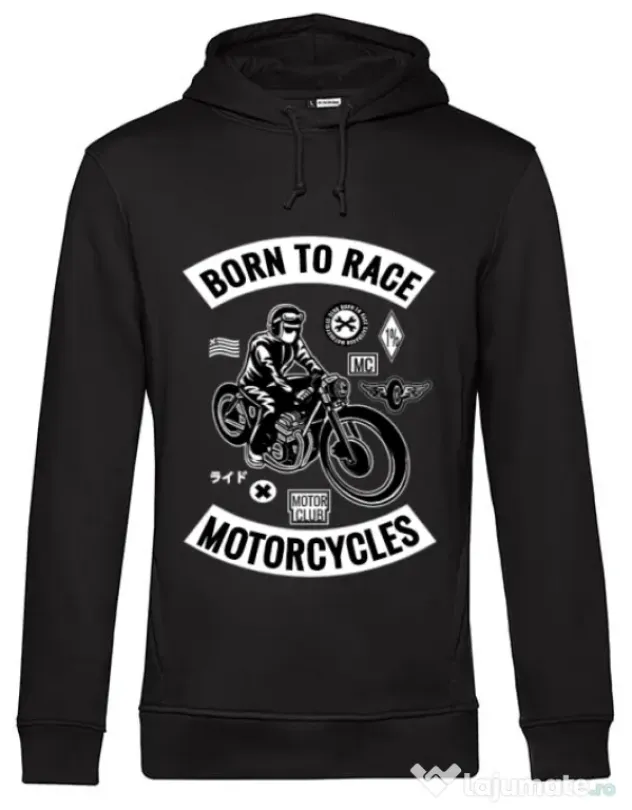 Hoodie barbat cu gluga Born to race Negru