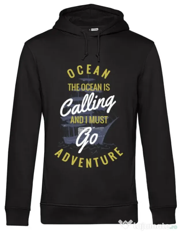 Hoodie barbat cu gluga Ocean adventure Negru