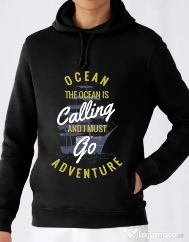 Hoodie barbat cu gluga Ocean adventure Negru