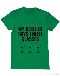 Tricou ADLER barbat I need glasses Verde mediu