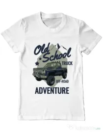 Tricou ADLER barbat Off-road truck Alb