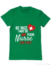 Tricou ADLER barbat I may be your nurse Verde mediu
