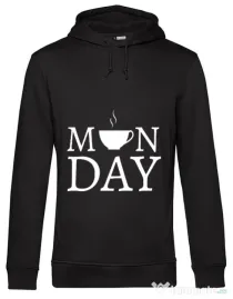 Hoodie barbat cu gluga Monday coffee Negru