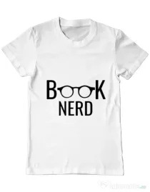 Tricou ADLER barbat Book nerd Alb