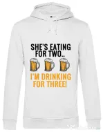 Hoodie barbat cu gluga Drinking for three Alb