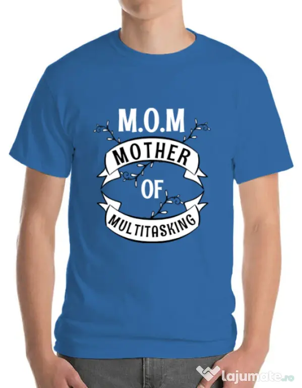 Tricou ADLER barbat Mother of multitasking Albastru azuriu
