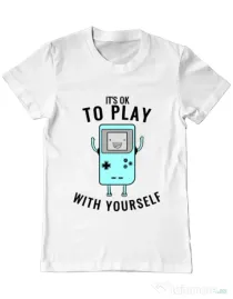 Tricou ADLER barbat Playing with yourself Alb