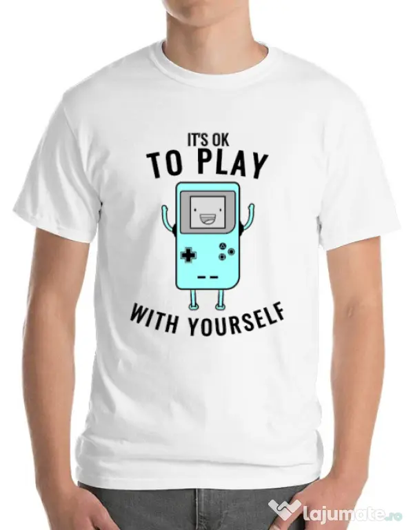 Tricou ADLER barbat Playing with yourself Alb