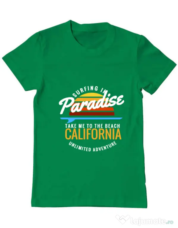 Tricou ADLER barbat Surfing in paradise Verde mediu