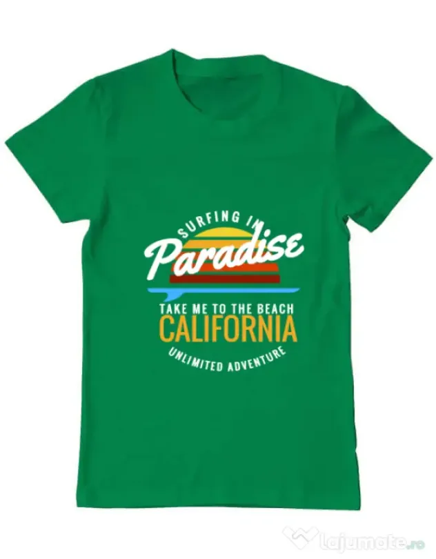 Tricou ADLER barbat Surfing in paradise Verde mediu