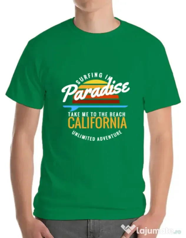 Tricou ADLER barbat Surfing in paradise Verde mediu