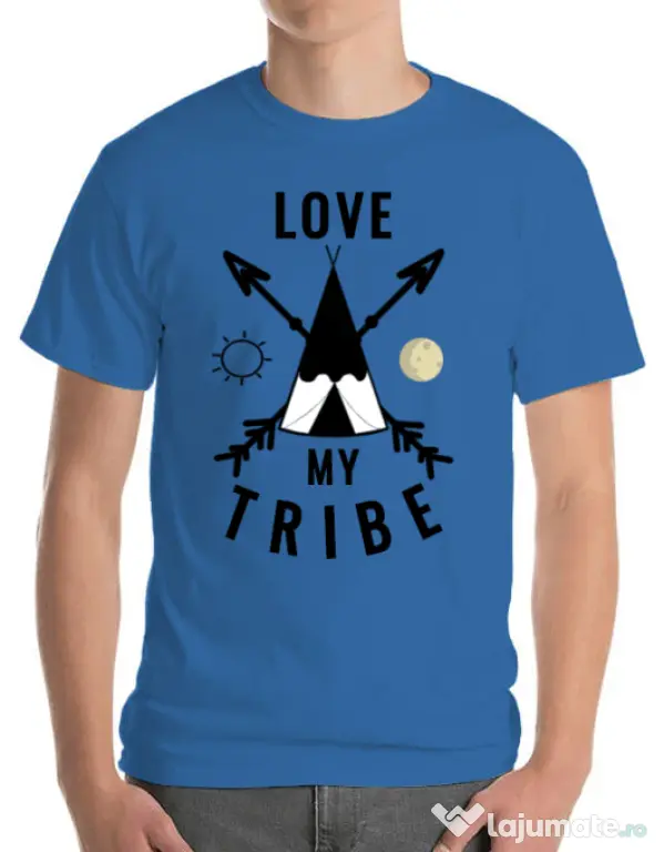 Tricou ADLER barbat Love my tribe Albastru azuriu