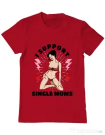 Tricou ADLER barbat I Support Single Moms Rosu