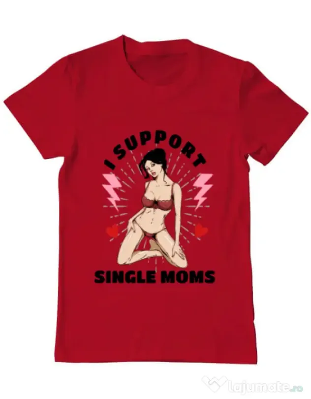 Tricou ADLER barbat I Support Single Moms Rosu