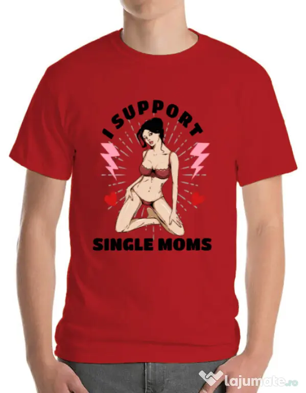 Tricou ADLER barbat I Support Single Moms Rosu