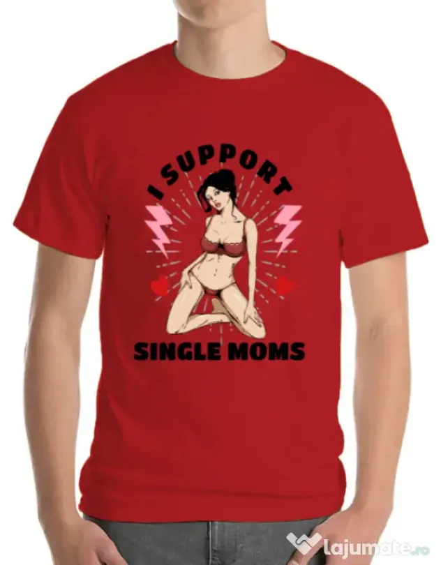 Tricou ADLER barbat I Support Single Moms Rosu