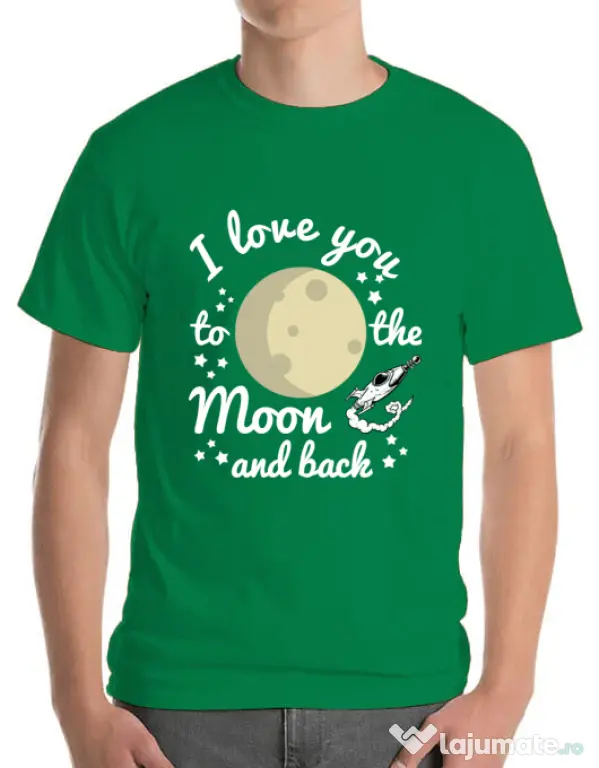 Tricou ADLER barbat To the moon and back Verde mediu