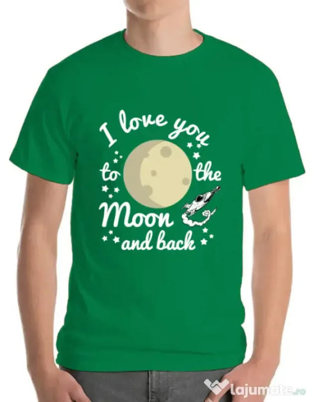 Tricou ADLER barbat To the moon and back Verde mediu