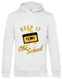 Hoodie barbat cu gluga Keep it old school Alb