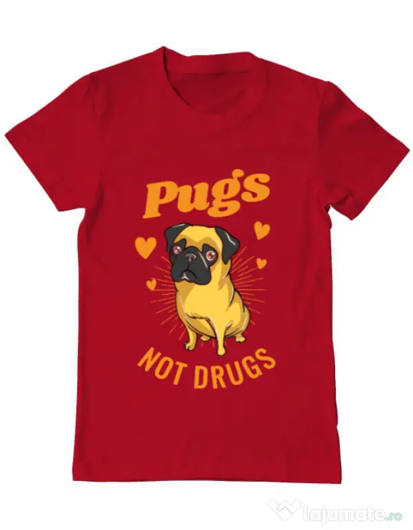 Tricou ADLER barbat Pugs not drugs Rosu