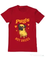 Tricou ADLER barbat Pugs not drugs Rosu