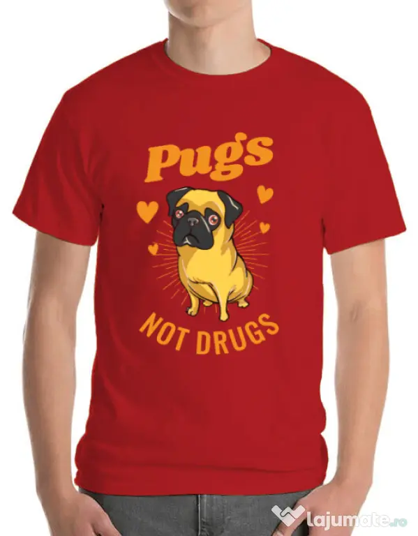 Tricou ADLER barbat Pugs not drugs Rosu
